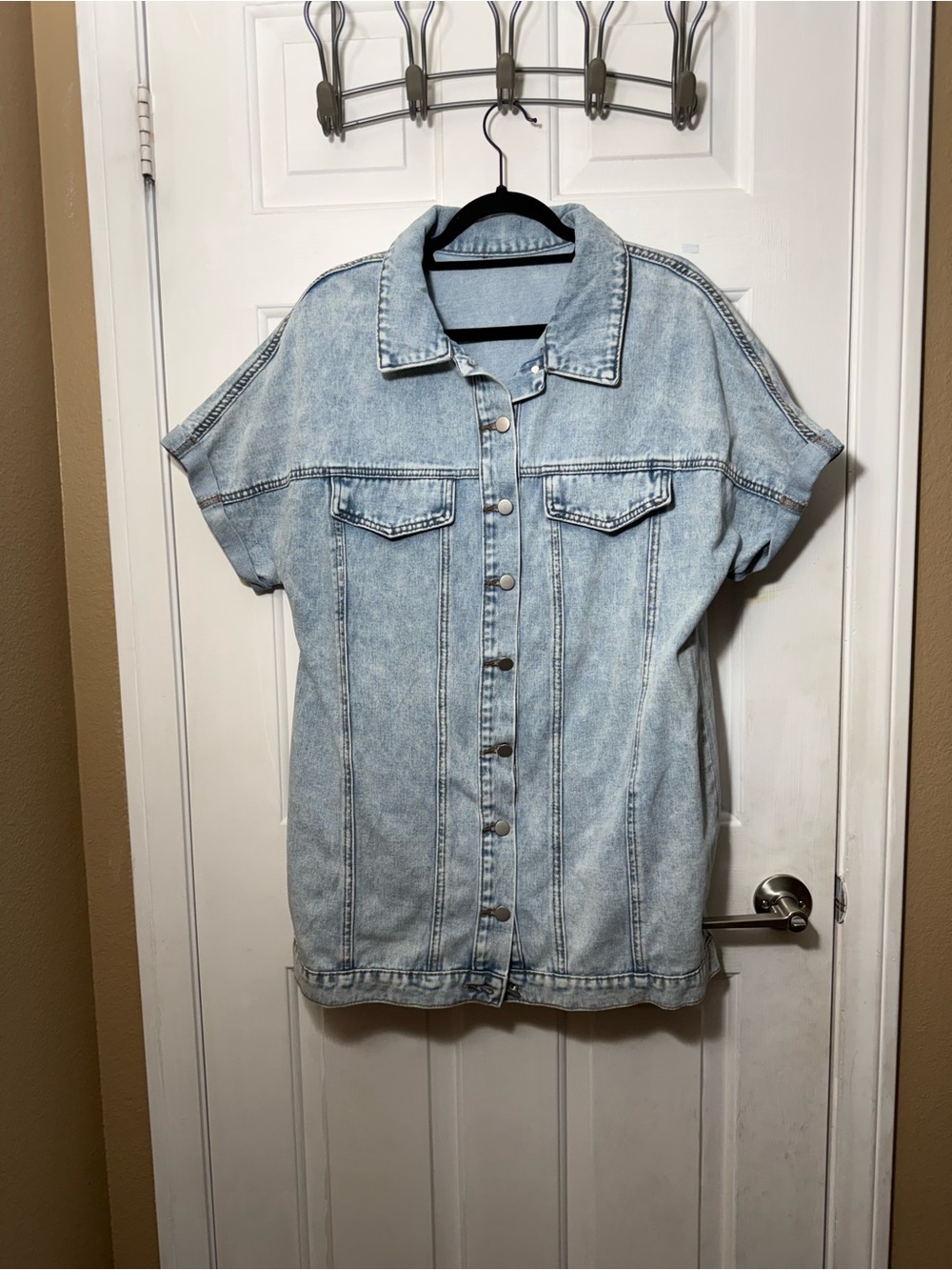 Light Wash Denim Button-Up Minidress